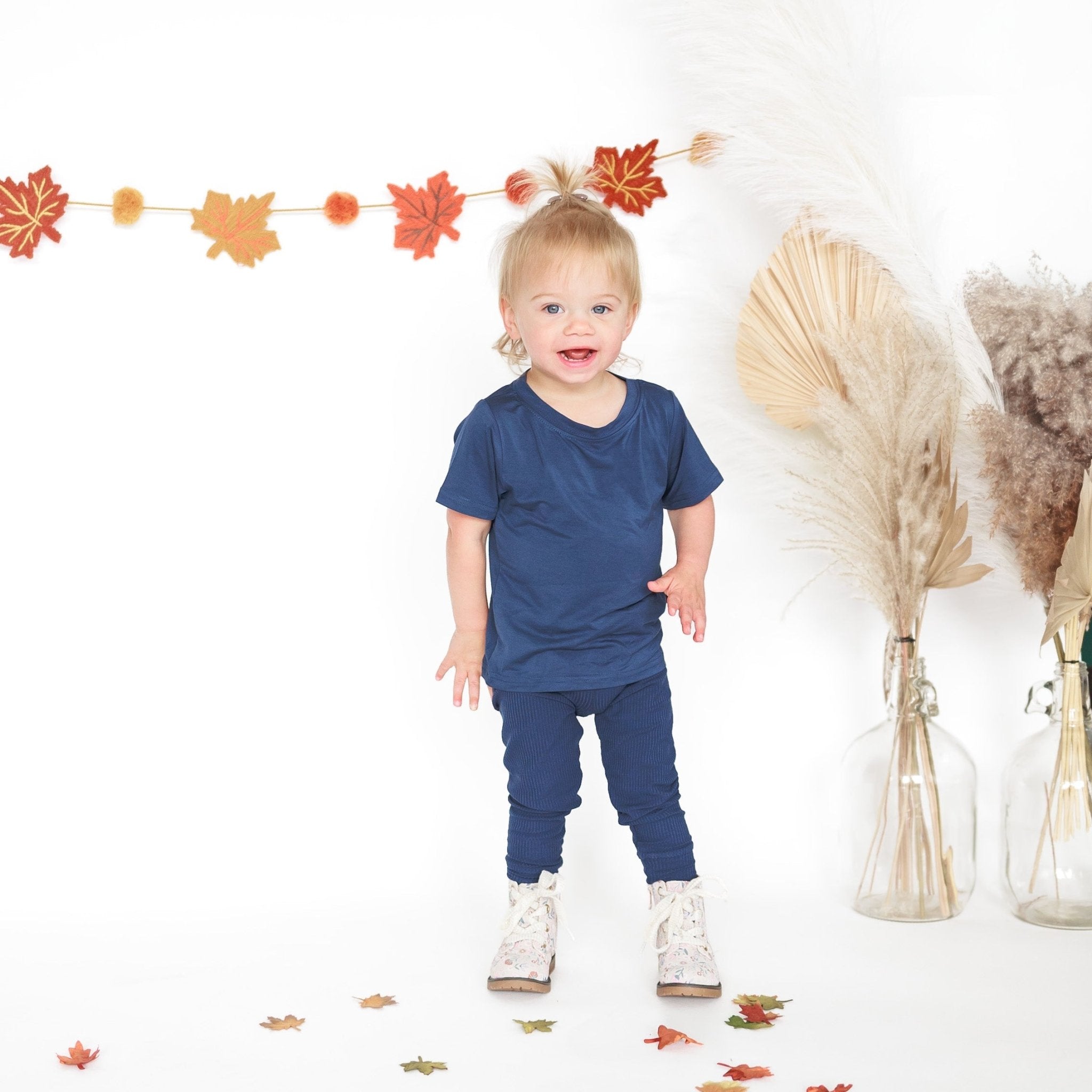 BAMBOO RIB LEGGINGS - Navy - Tenth &amp; Pine - leggings - 0/6m