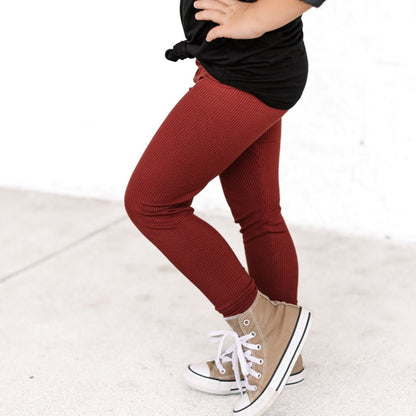 BAMBOO RIB LEGGINGS - Oxblood - Tenth &amp; Pine - leggings - 0/6m