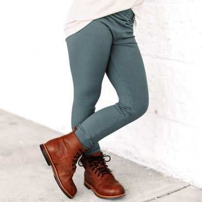 BAMBOO RIB LEGGINGS - Slate - Tenth &amp; Pine - leggings - 0/6m