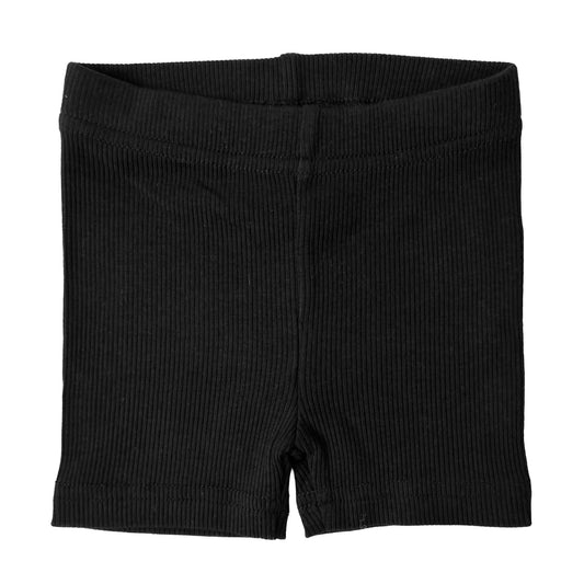 BAMBOO RIBBED BIKER SHORTS - BLACK - Tenth & Pine - 3 - 6M