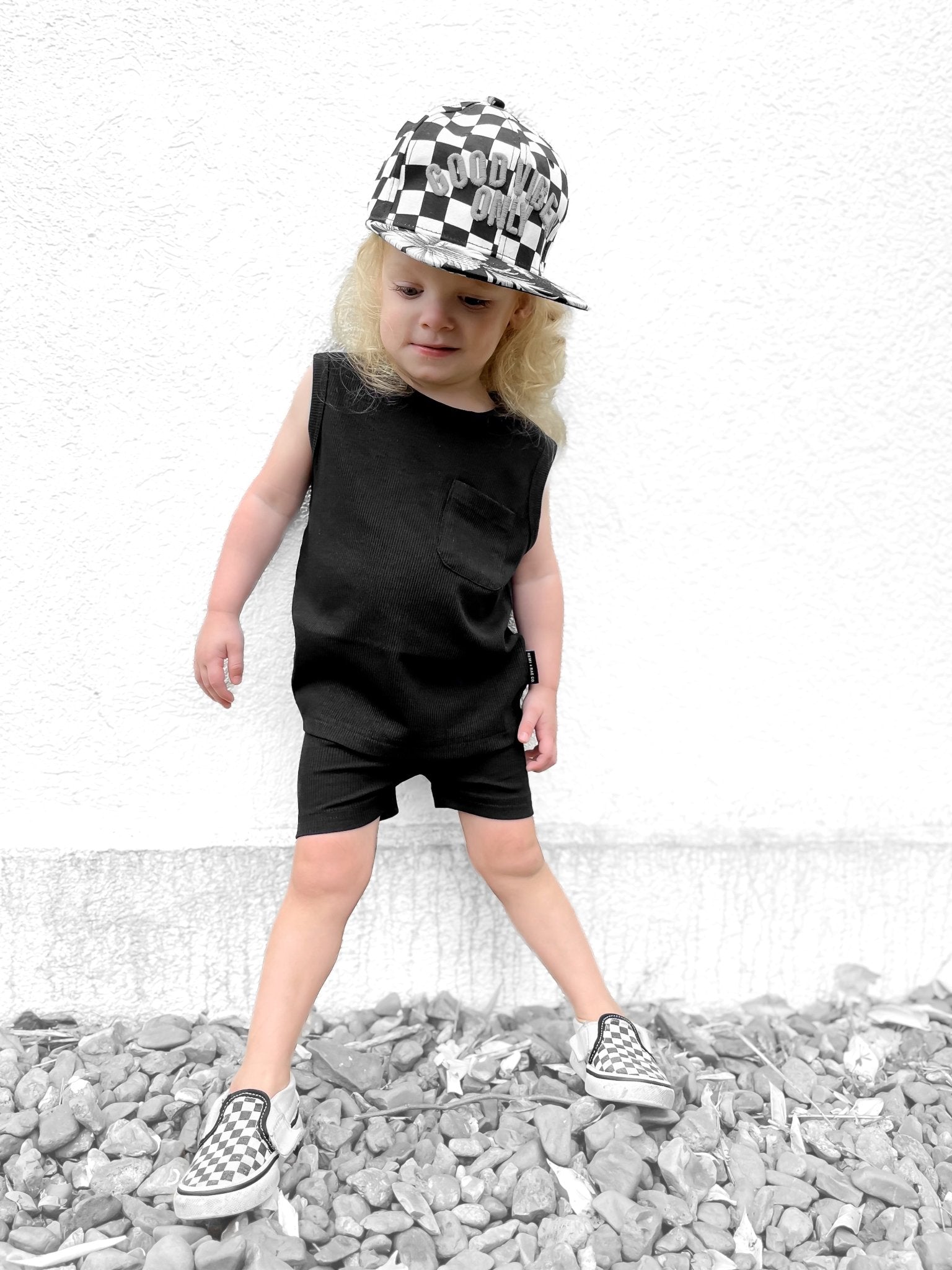BAMBOO RIBBED BIKER SHORTS - BLACK - Tenth &amp; Pine - 3 - 6M