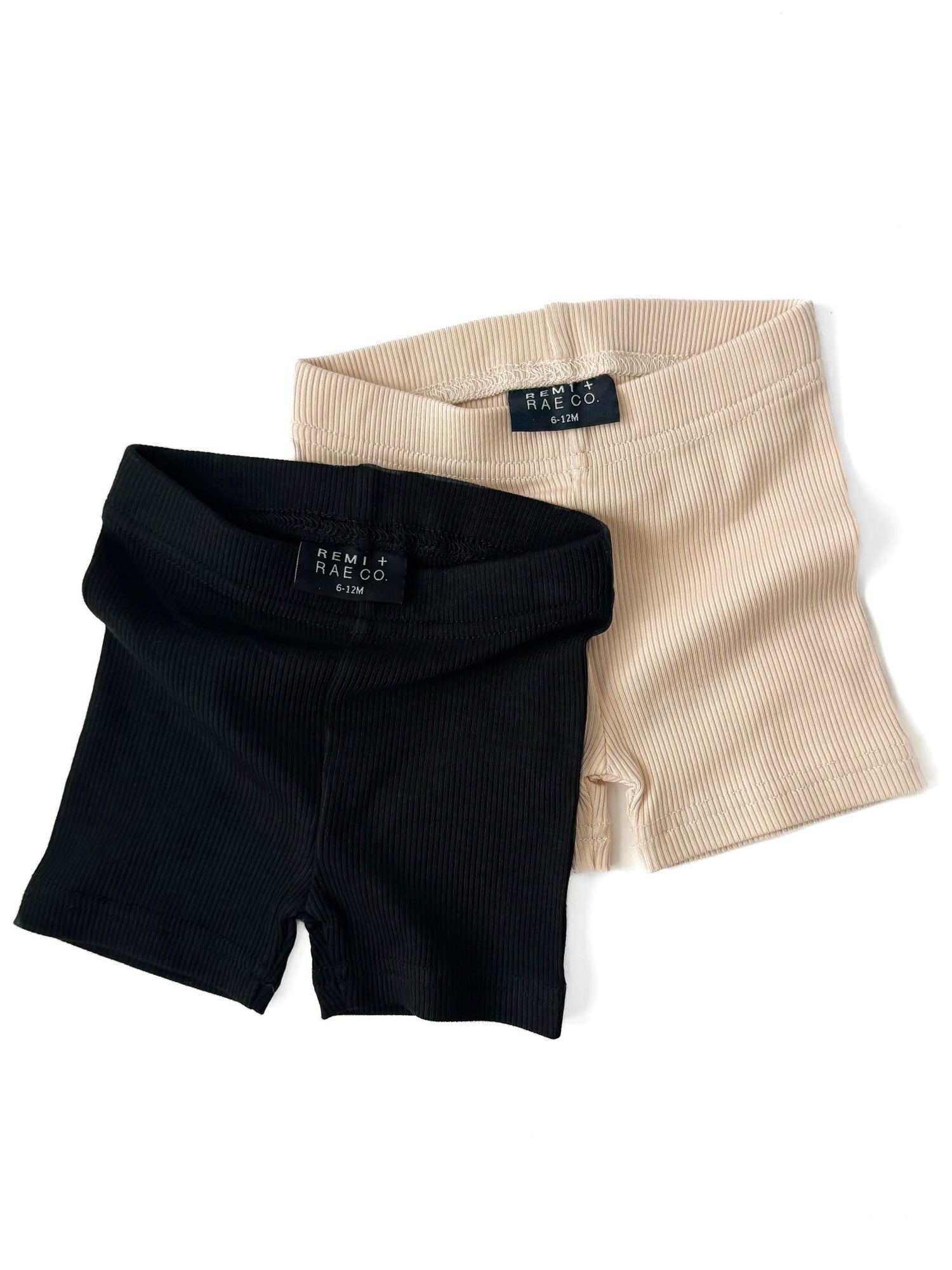 BAMBOO RIBBED BIKER SHORTS - BLACK - Tenth &amp; Pine - 3 - 6M