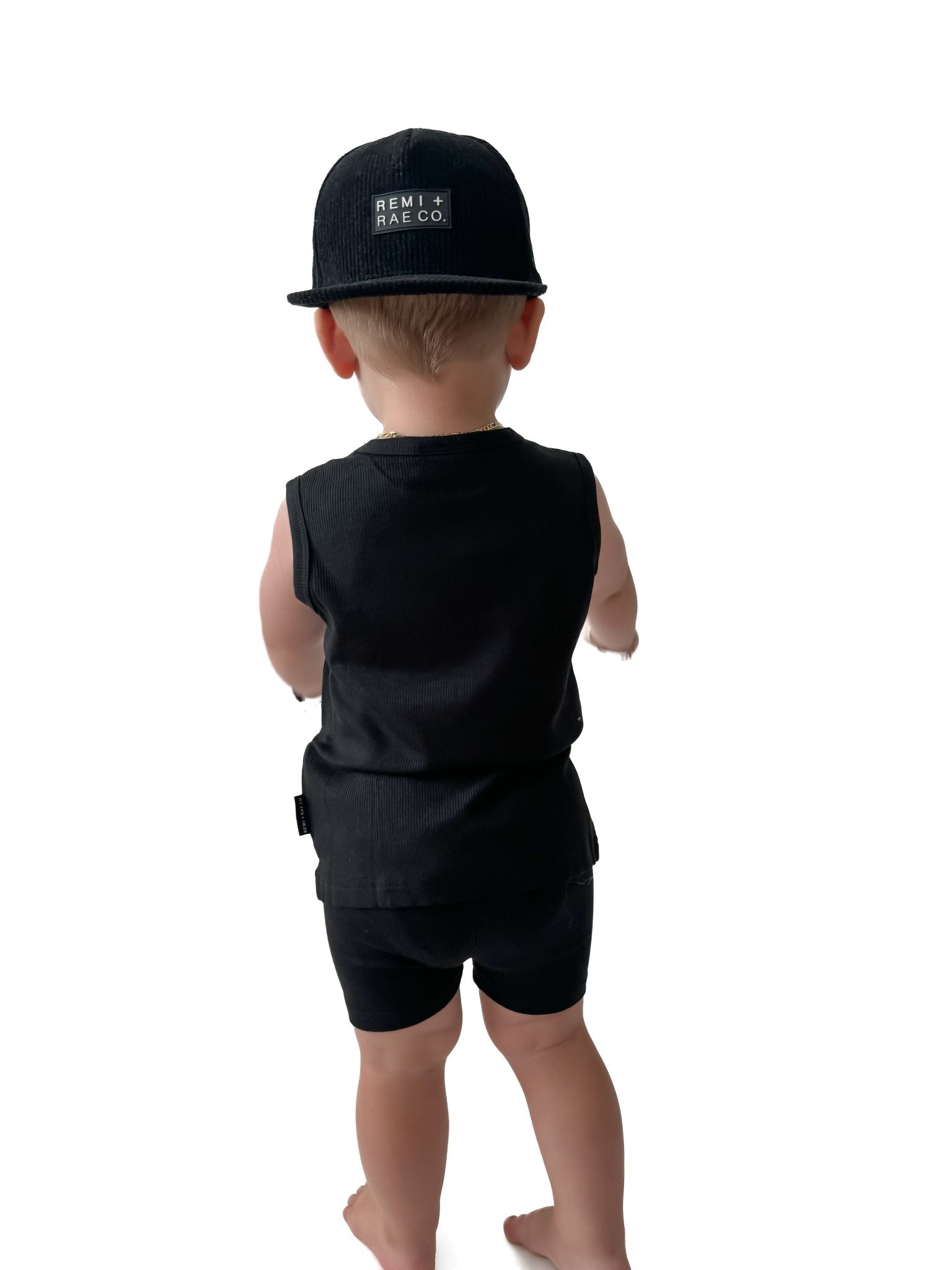 BAMBOO RIBBED BIKER SHORTS - BLACK - Tenth & Pine - 3 - 6M