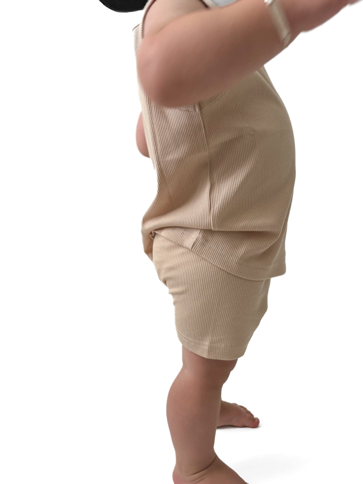 BAMBOO RIBBED BIKER SHORTS - SAND - Tenth & Pine - 3 - 6M