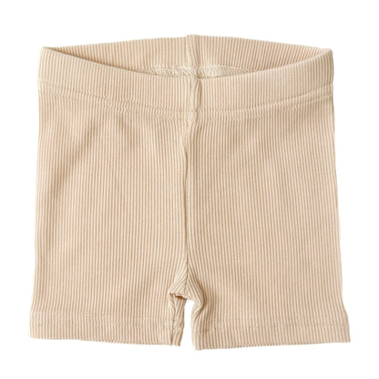 BAMBOO RIBBED BIKER SHORTS - SAND - Tenth & Pine - 3 - 6M