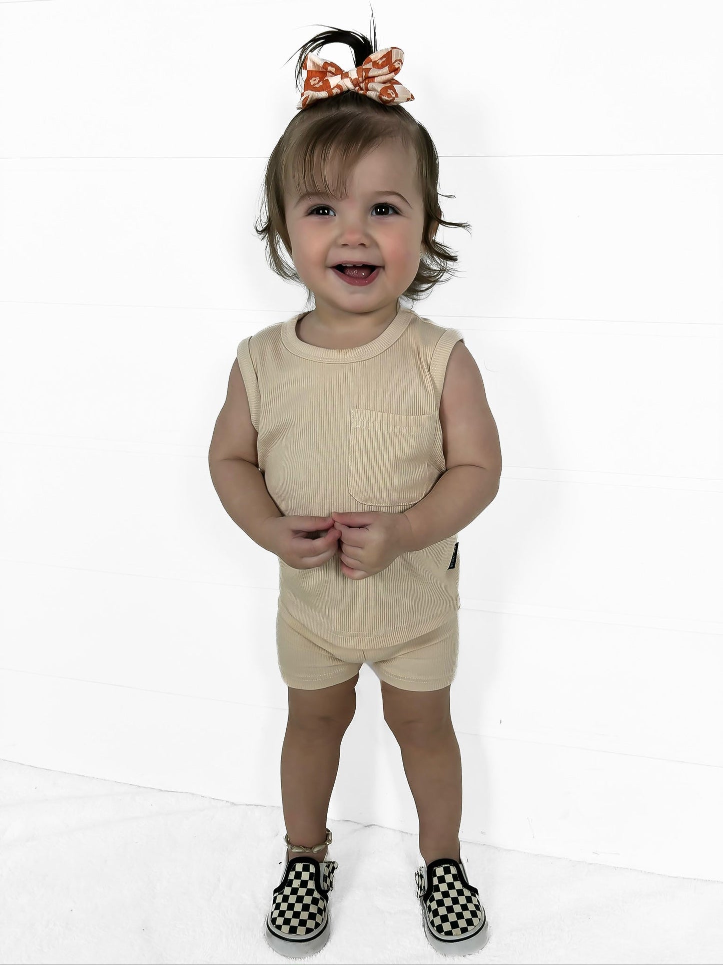 BAMBOO RIBBED BIKER SHORTS - SAND - Tenth & Pine - 3 - 6M