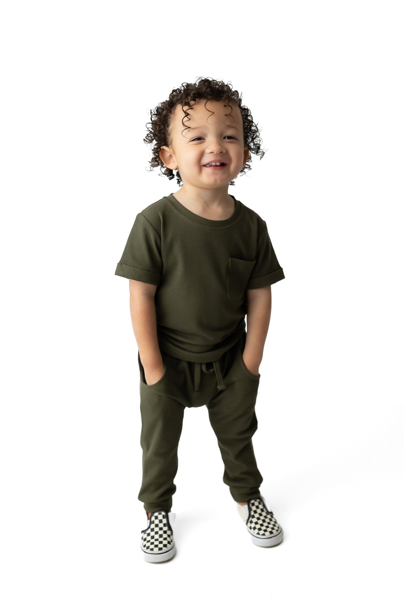 BAMBOO RIBBED JOGGERS - HUNTER - Tenth & Pine - 3 - 6M