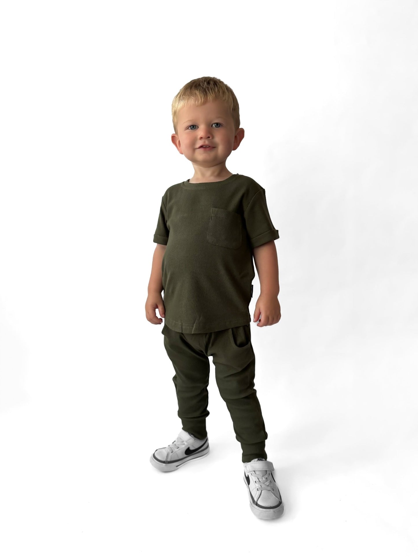 BAMBOO RIBBED JOGGERS - HUNTER - Tenth & Pine - 3 - 6M