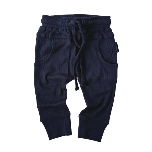 BAMBOO RIBBED JOGGERS - NAVY - Tenth & Pine - 3 - 6M