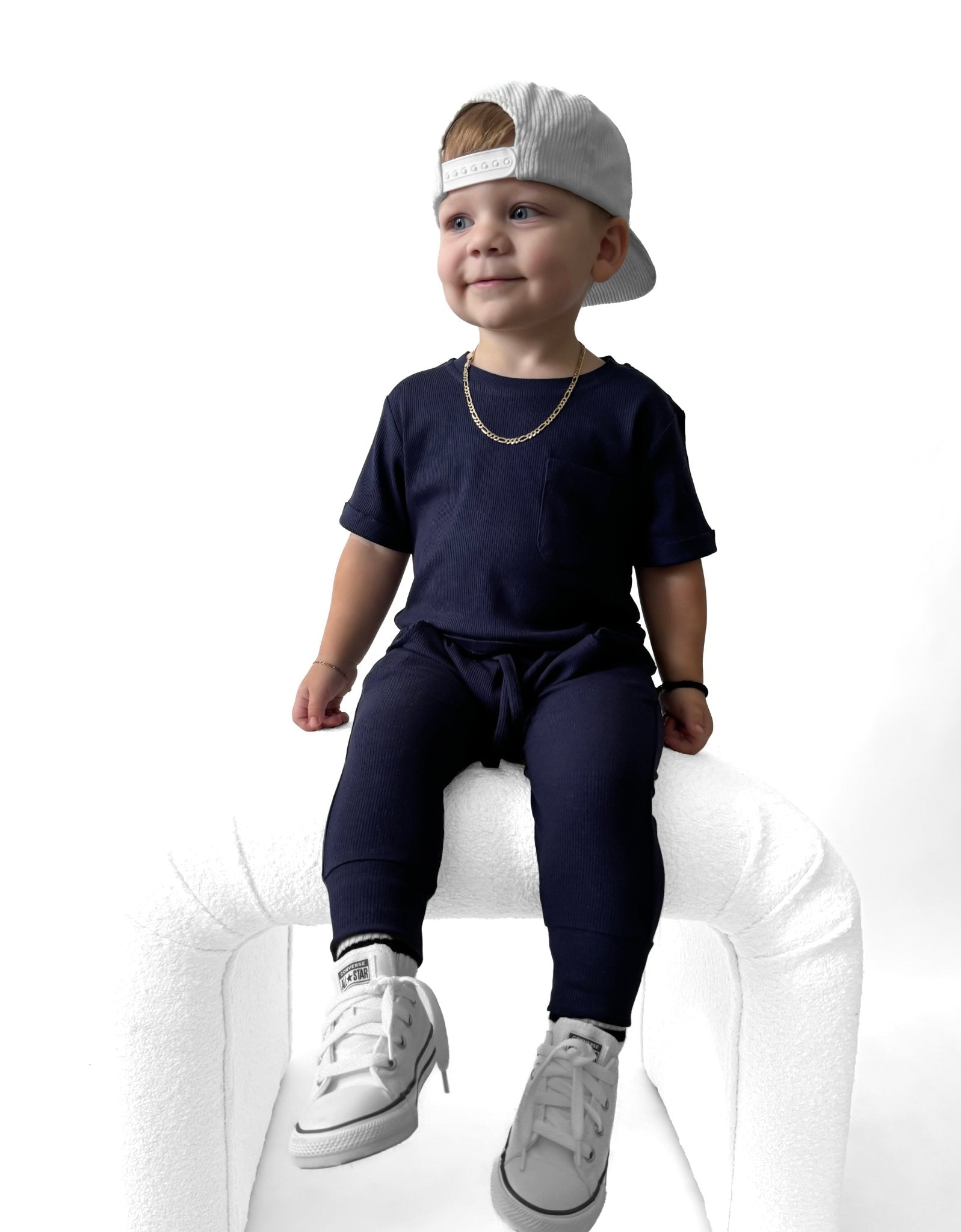 BAMBOO RIBBED JOGGERS - NAVY - Tenth &amp; Pine - 3 - 6M