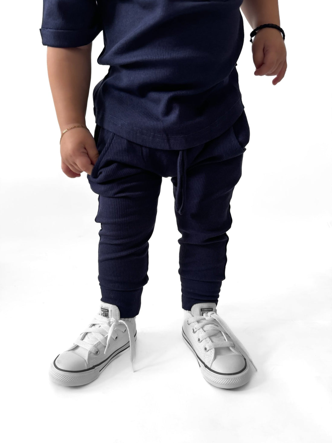 BAMBOO RIBBED JOGGERS - NAVY - Tenth & Pine - 3 - 6M