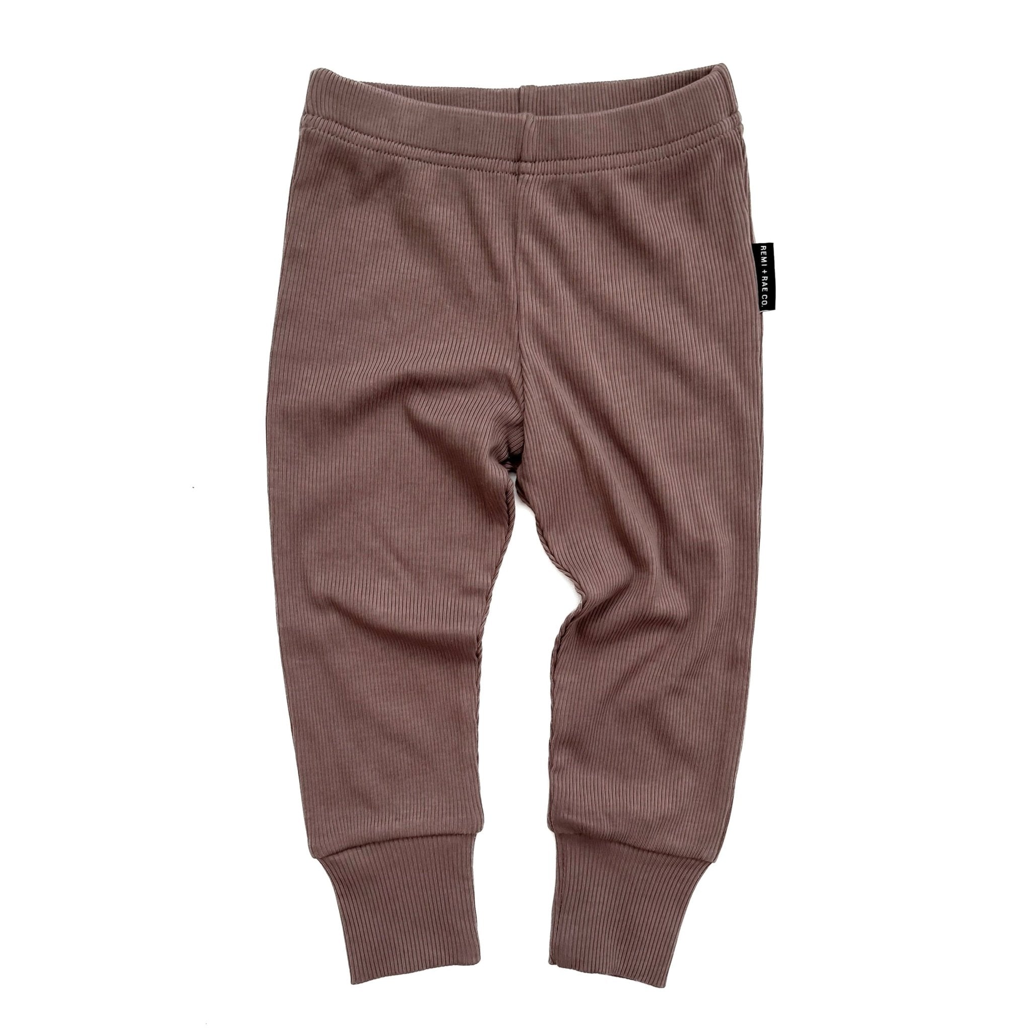 BAMBOO RIBBED LEGGINGS - MOCHA - Tenth &amp; Pine - PANTS - 3 - 6M