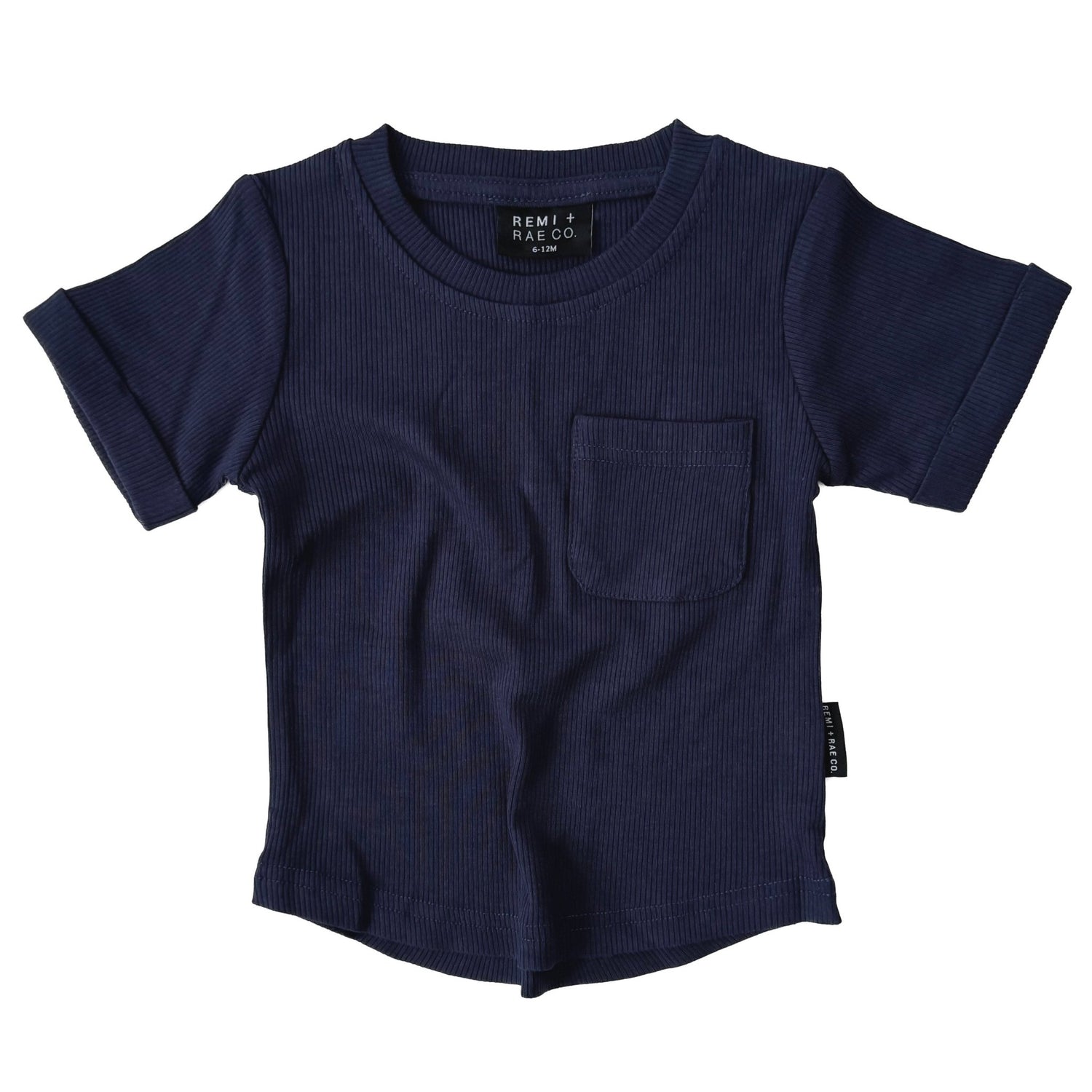 BAMBOO RIBBED POCKET TEE - NAVY - Tenth &amp; Pine - 3 - 6M