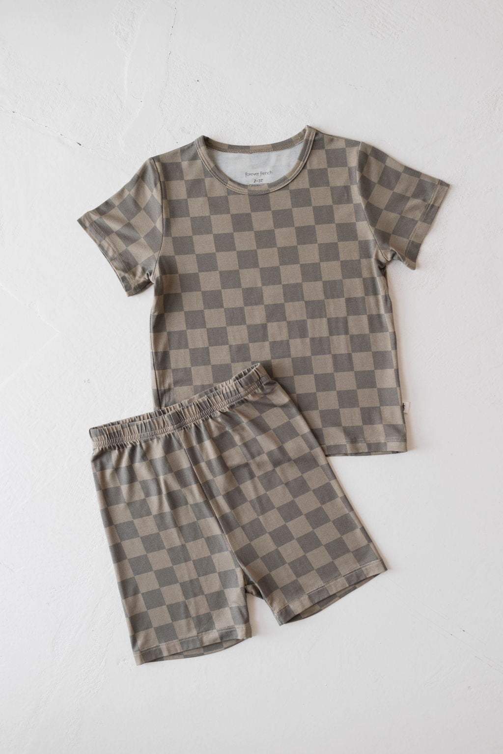 Bamboo Short Set | Faded Brown Checkerboard - Tenth & Pine - Short Set - 2/3 Years - forever french baby