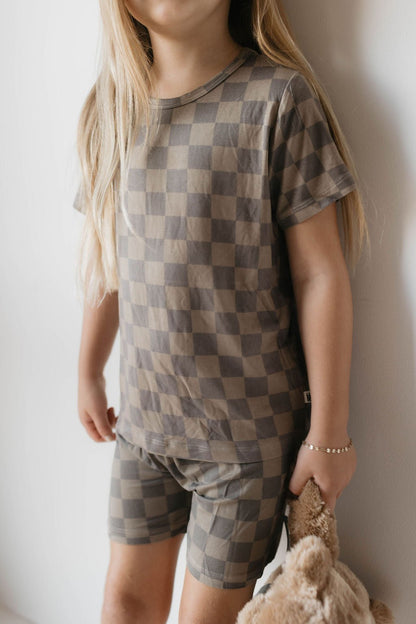 Bamboo Short Set | Faded Brown Checkerboard - Tenth & Pine - Short Set - 2/3 Years - forever french baby