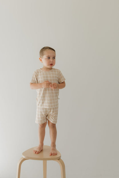 Bamboo Short Set | Grid - Tenth & Pine - Short Set - 2/3 Years - forever french baby