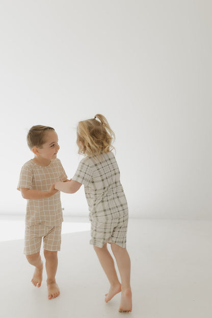Bamboo Short Set | Grid - Tenth & Pine - Short Set - 2/3 Years - forever french baby