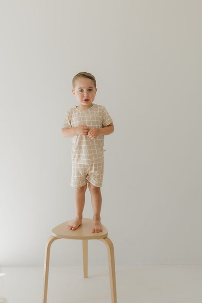 Bamboo Short Set | Grid - Tenth & Pine - Short Set - 2/3 Years - forever french baby