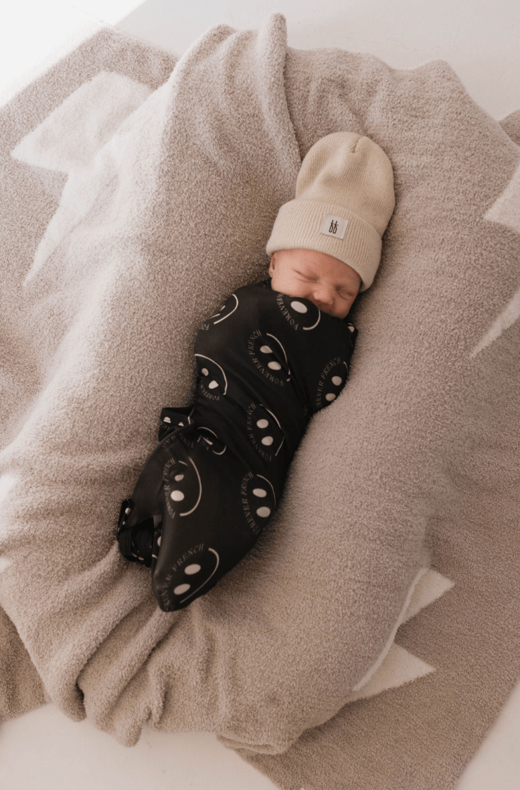 Bamboo Swaddle | Charcoal &amp; White ff Smile - Tenth &amp; Pine - 