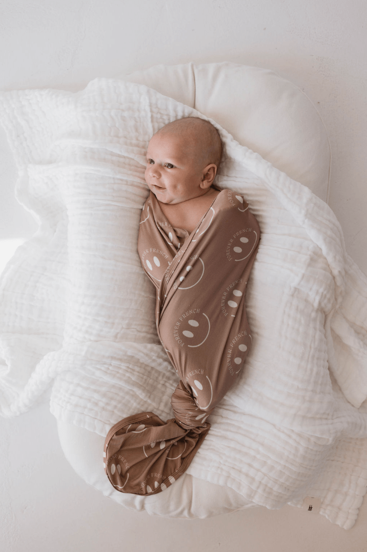 Bamboo Swaddle | Desert Clay ff Smile - Tenth &amp; Pine - blanket - 