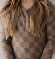 Bamboo Two Piece Pajama | Faded Brown Checkerboard - Tenth &amp; Pine - pajamas - 2/3 Years
