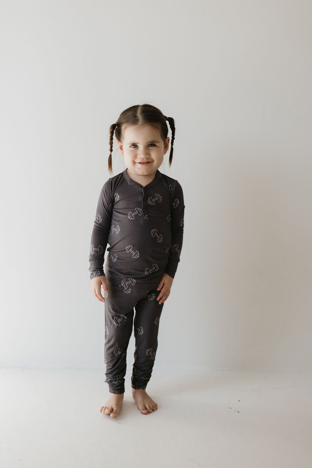 Bamboo Two Piece Pajamas | Charcoal Arm Day - Tenth &amp; Pine - Pajamas - 2/3 Years