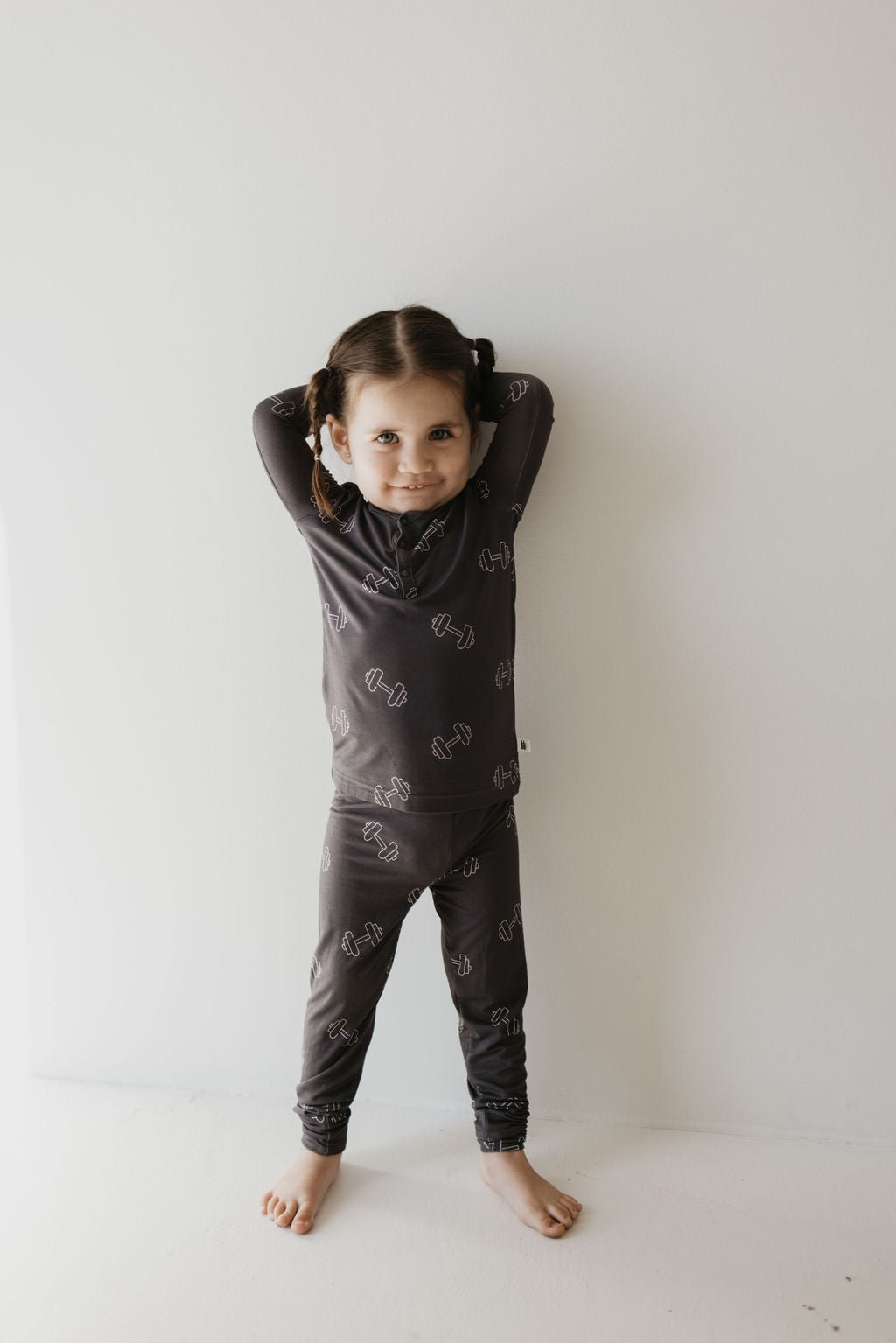 Bamboo Two Piece Pajamas | Charcoal Arm Day - Tenth &amp; Pine - Pajamas - 2/3 Years