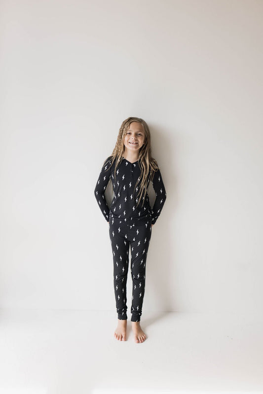 Bamboo Two Piece Pajamas | Midnight Lightning Bolt - Tenth & Pine - Pajamas - 2/3 Years