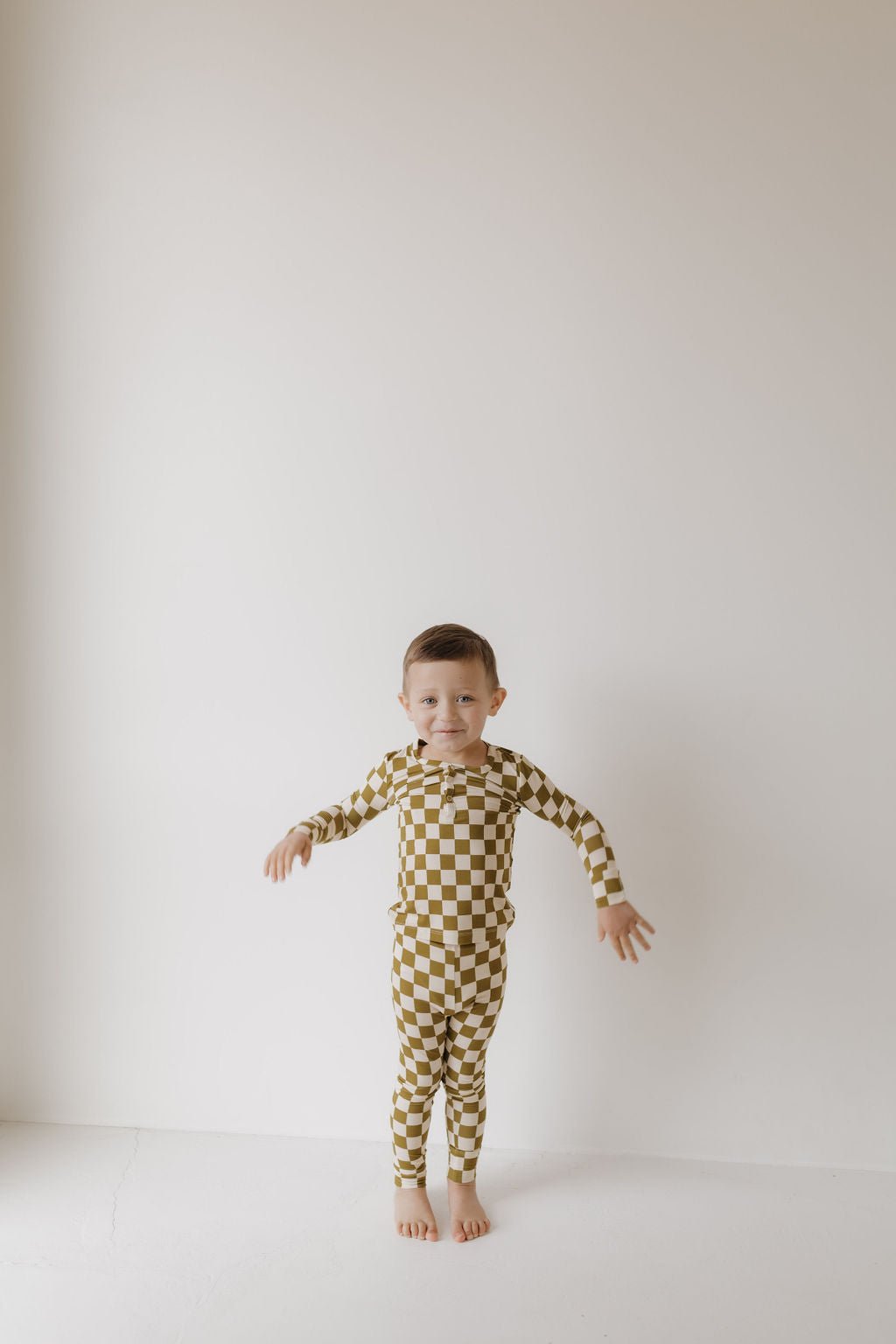 Bamboo Two Piece Pajamas | Olive Checkerboard - Tenth &amp; Pine - Pajamas - 2/3 Years