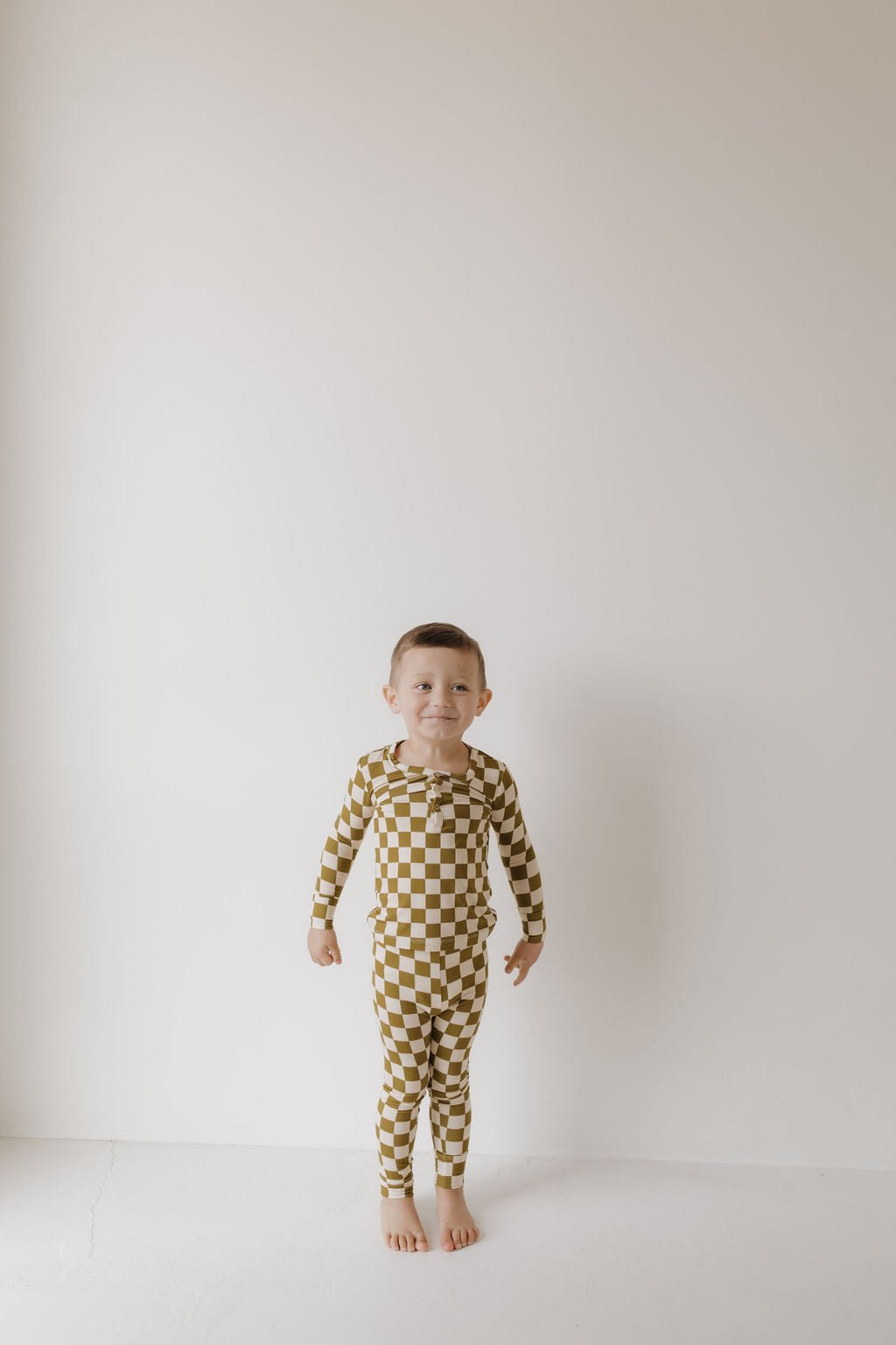 Bamboo Two Piece Pajamas | Olive Checkerboard - Tenth &amp; Pine - Pajamas - 2/3 Years