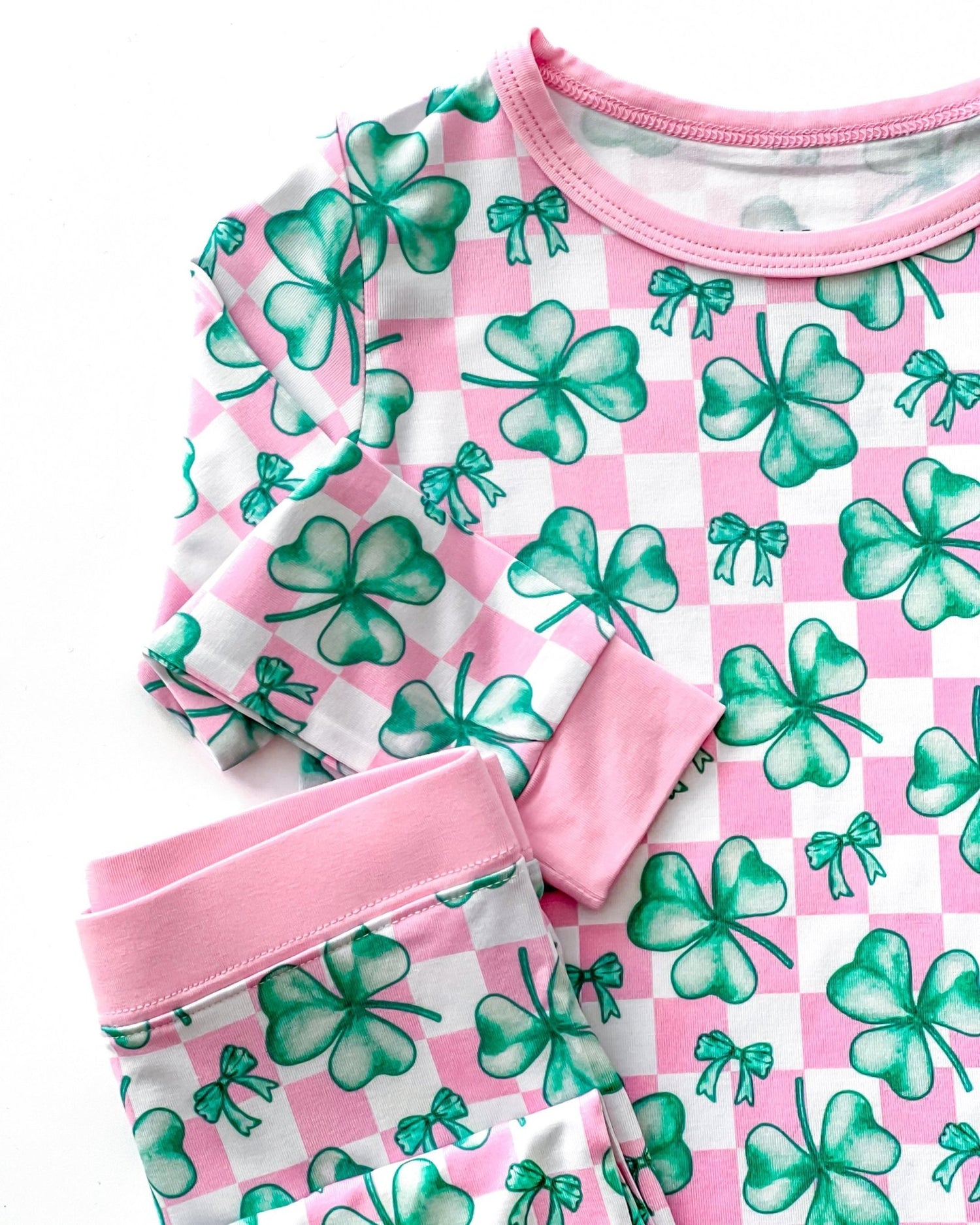 Bamboo Two Piece Set | Shamrock &amp; Bows - Tenth &amp; Pine - Romper - 18 - 24M