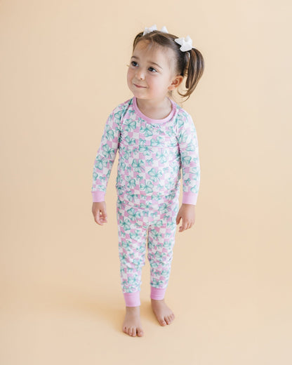 Bamboo Two Piece Set | Shamrock &amp; Bows - Tenth &amp; Pine - Romper - 18 - 24M