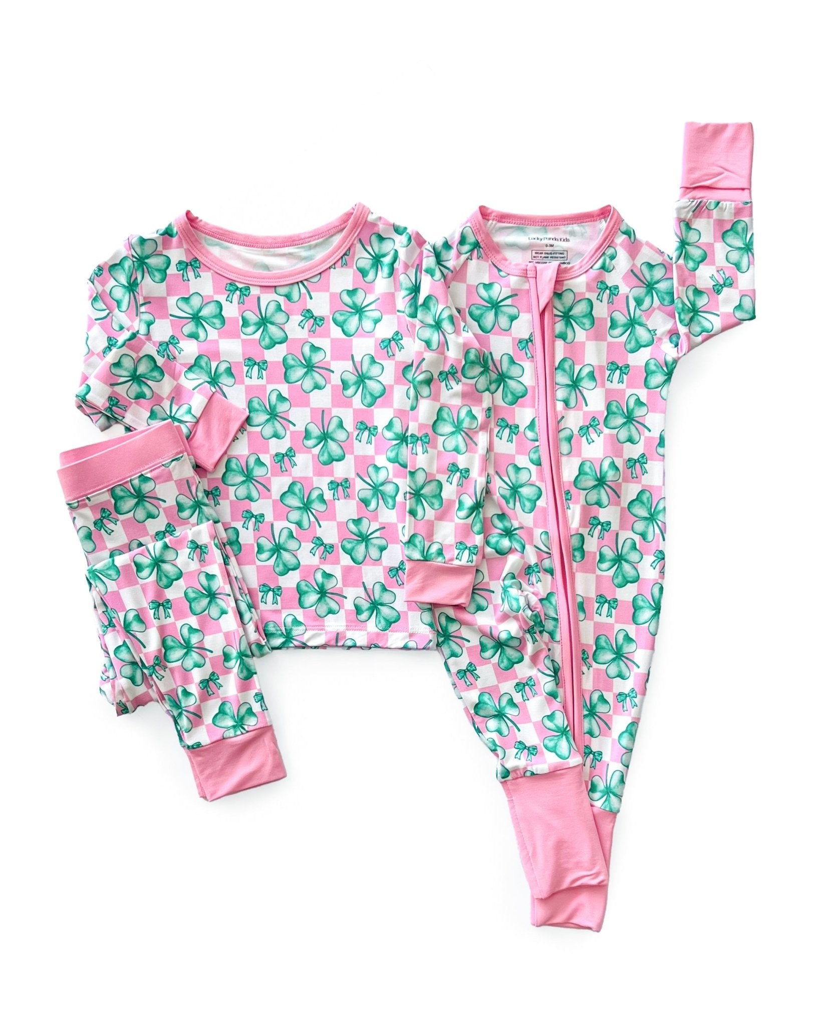 Bamboo Two Piece Set | Shamrock &amp; Bows - Tenth &amp; Pine - Romper - 18 - 24M