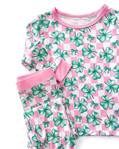 Bamboo Two Piece Set | Shamrock &amp; Bows - Tenth &amp; Pine - Romper - 18 - 24M