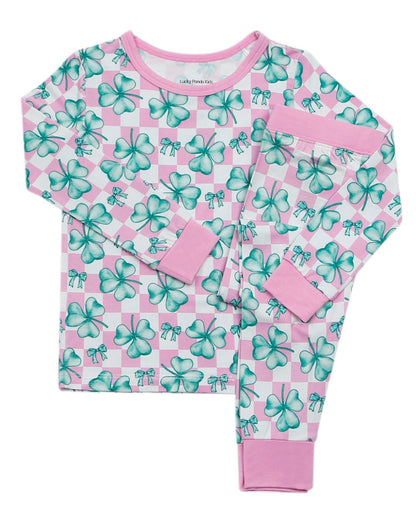 Bamboo Two Piece Set | Shamrock &amp; Bows - Tenth &amp; Pine - Romper - 18 - 24M