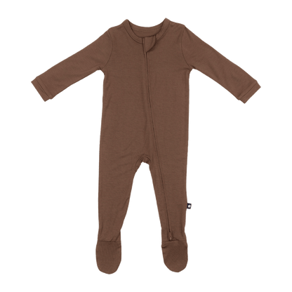 Larkspur Baby Zip Footie in Chestnut