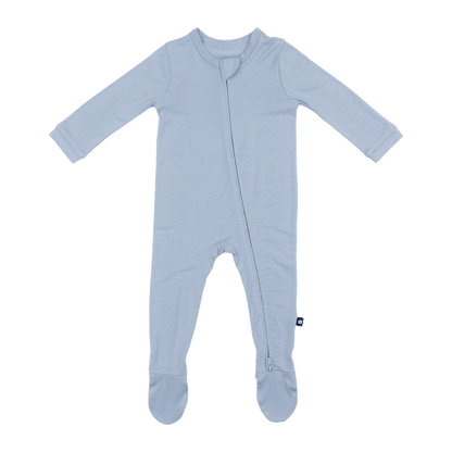 Larkspur Baby Zip Footie in Stone