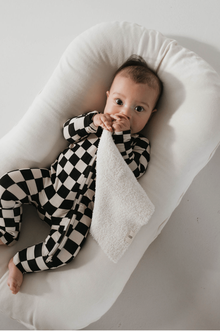 Bamboo Zip Pajamas | Black Checkerboard - Tenth &amp; Pine - pajamas - Newborn