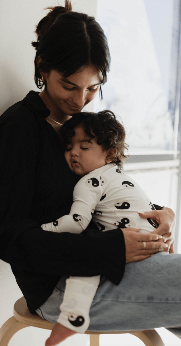 Bamboo Zip Pajamas | Black &amp; White Yin Yang - Tenth &amp; Pine - pajamas - Newborn