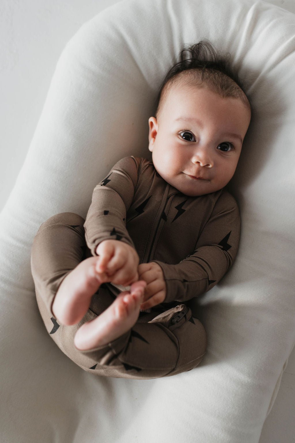Bamboo Zip Pajamas | Brown &amp; Black Lightning Bolt - Tenth &amp; Pine - pajamas - Newborn