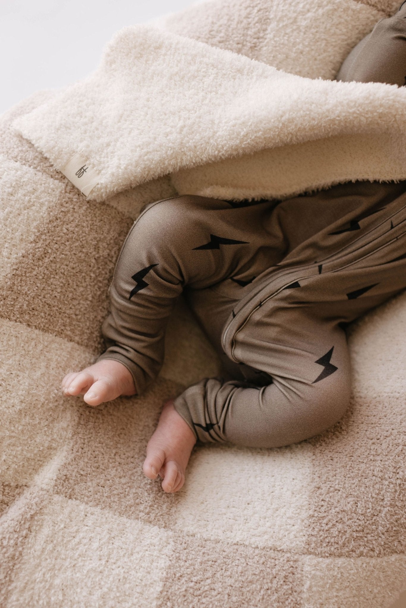 Bamboo Zip Pajamas | Brown &amp; Black Lightning Bolt - Tenth &amp; Pine - pajamas - Newborn