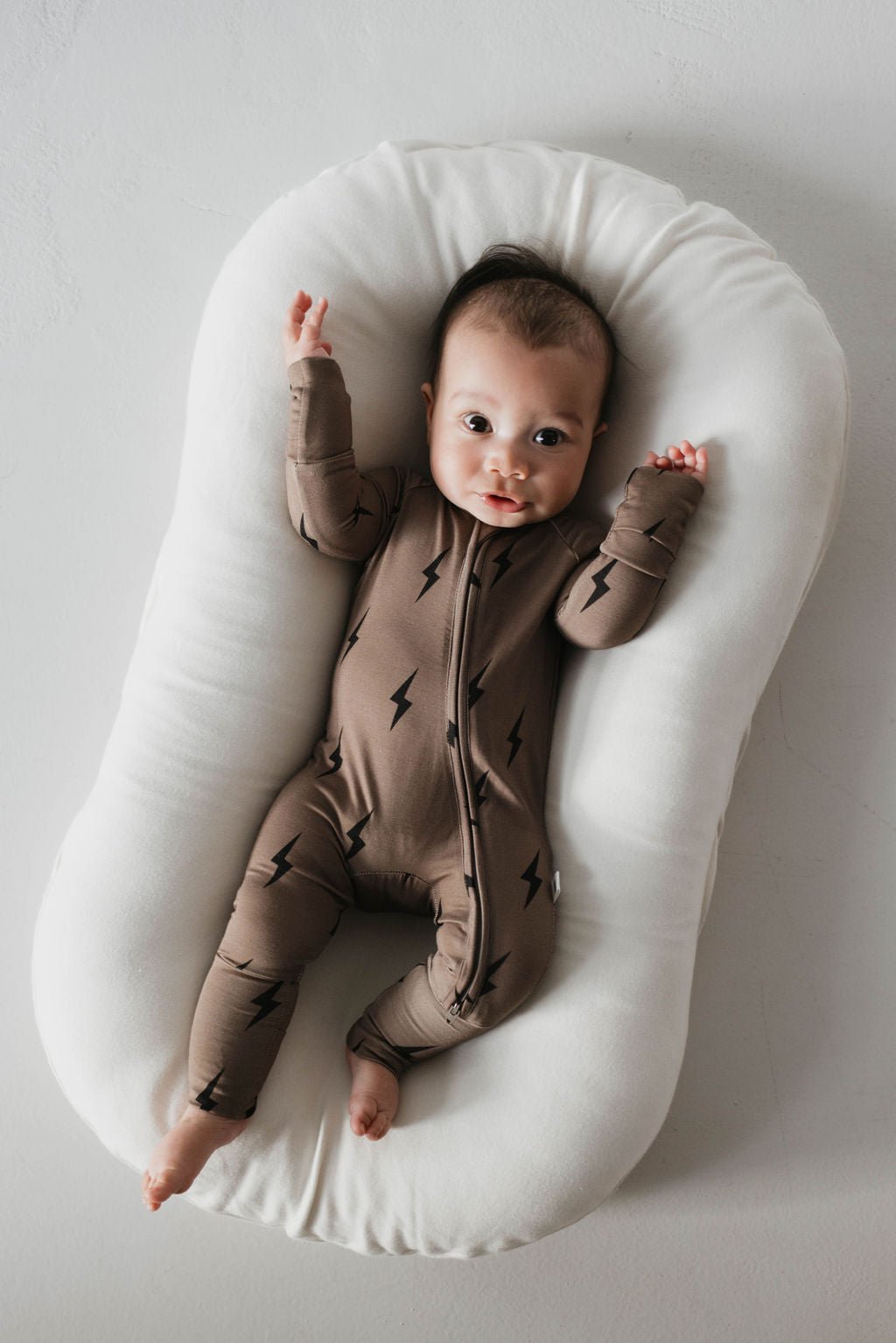 Bamboo Zip Pajamas | Brown &amp; Black Lightning Bolt - Tenth &amp; Pine - pajamas - Newborn