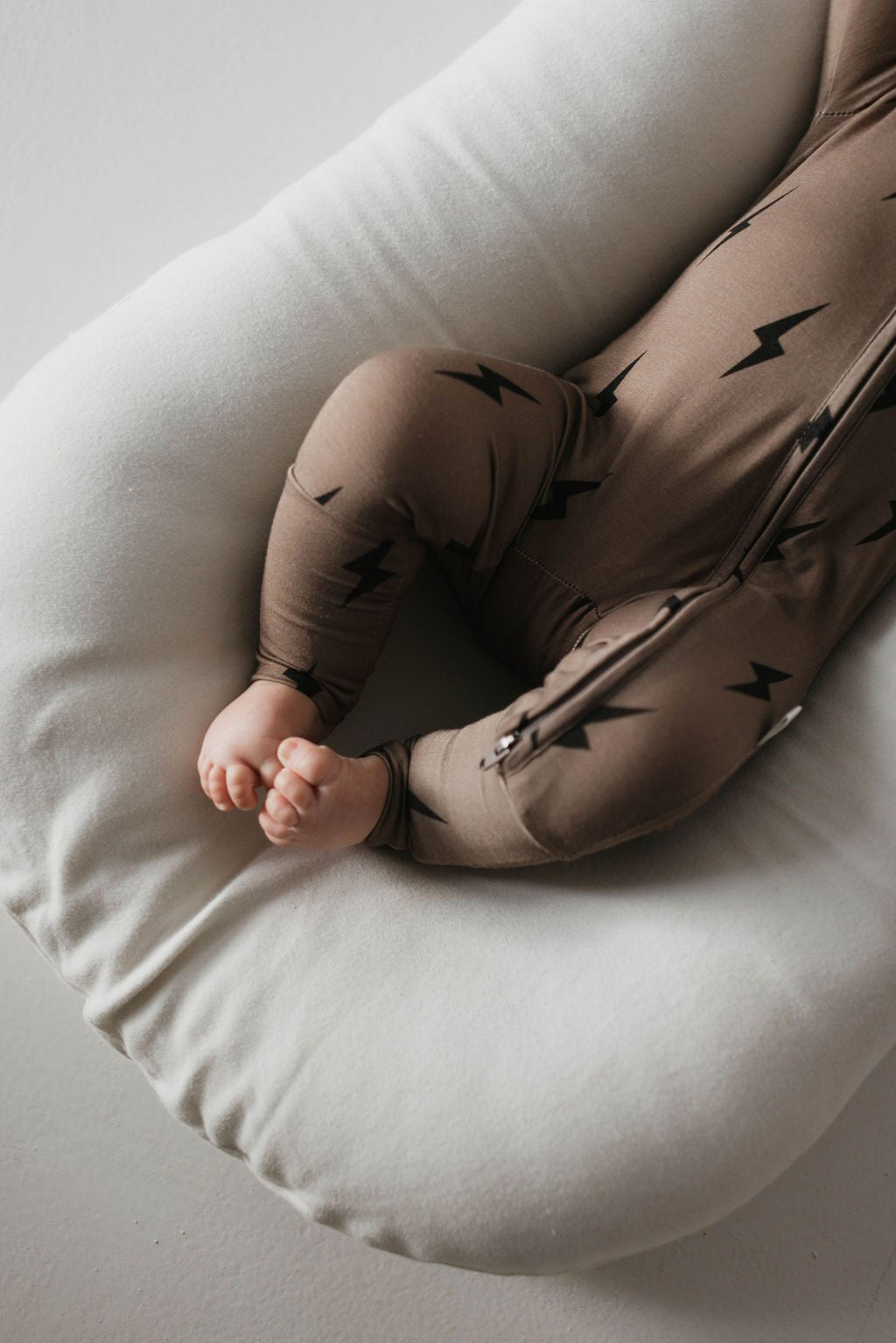 Bamboo Zip Pajamas | Brown &amp; Black Lightning Bolt - Tenth &amp; Pine - pajamas - Newborn