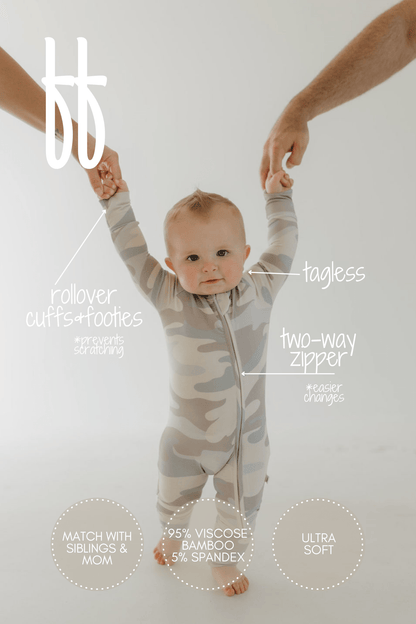 Bamboo Zip Pajamas | Camo - Tenth & Pine - Zip Pajama - Newborn - forever french baby