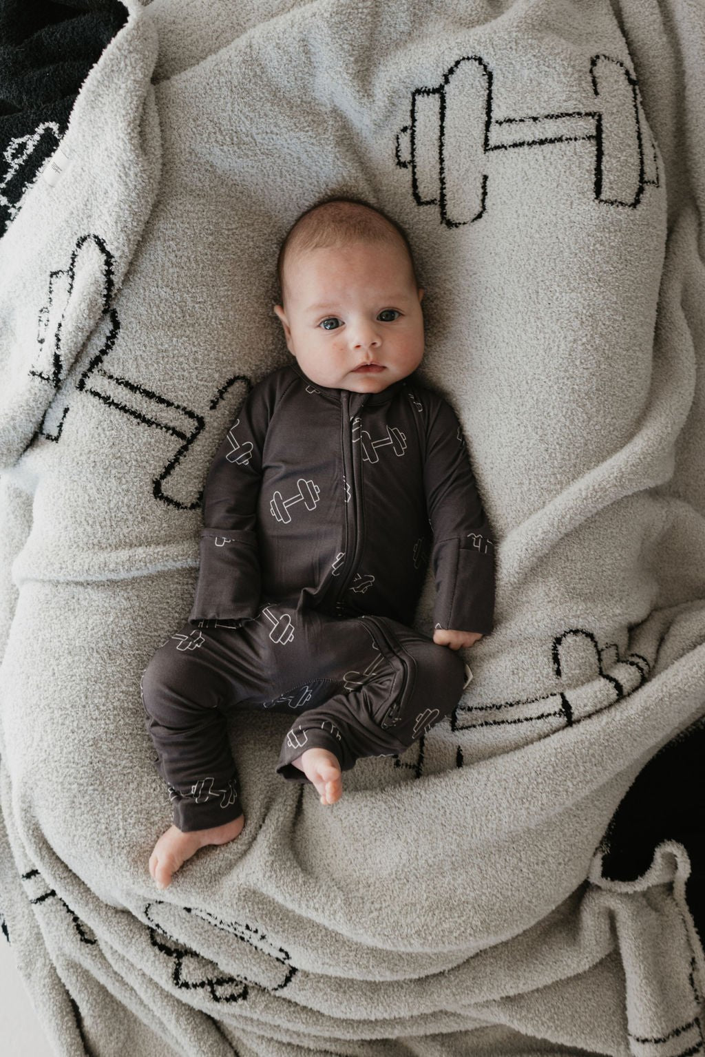 Bamboo Zip Pajamas | Charcoal Arm Day - Tenth &amp; Pine - Pajamas - Newborn
