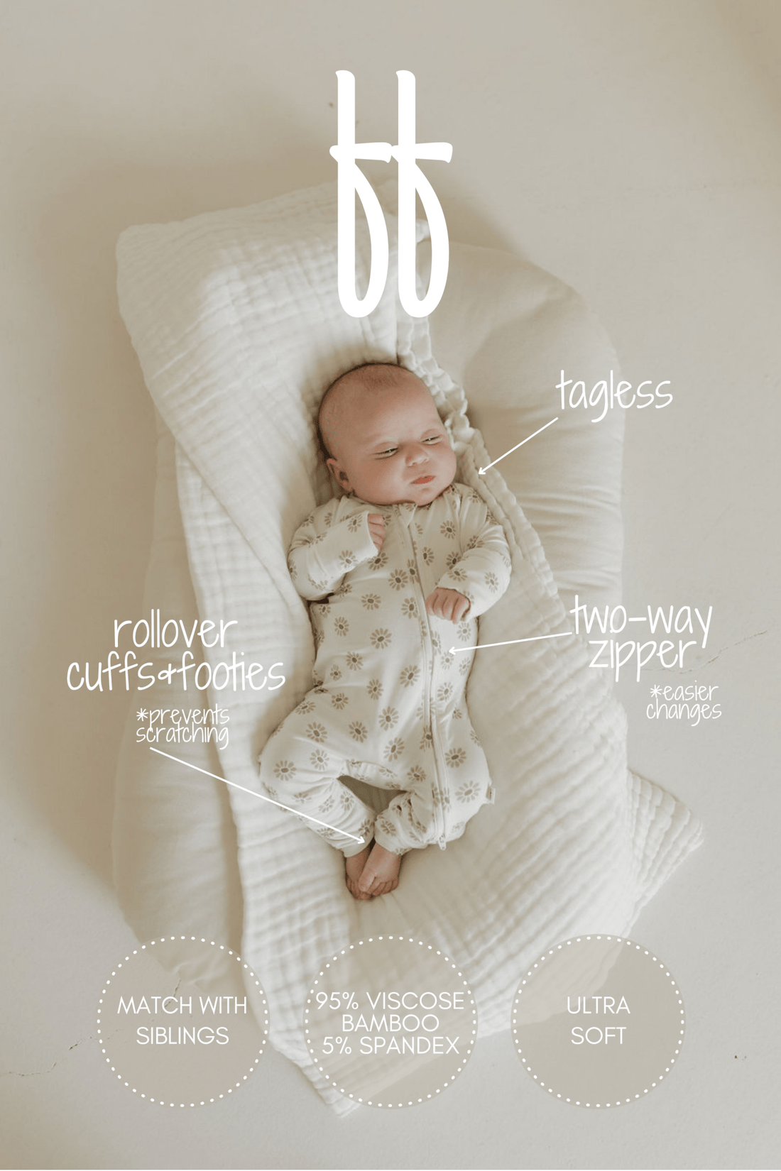 Bamboo Zip Pajamas | Daisy Fields - Tenth &amp; Pine - Pajamas - Newborn