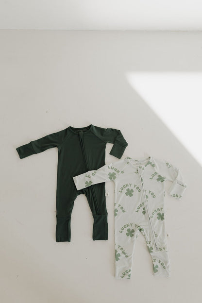 Bamboo Zip Pajamas | Emerald - Tenth &amp; Pine - Newborn