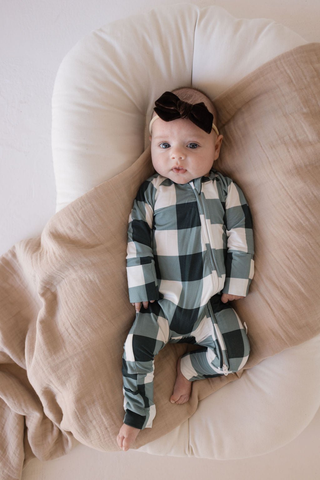 Bamboo Zip Pajamas | Evergreen Gingham - Tenth &amp; Pine - Pajamas - Newborn