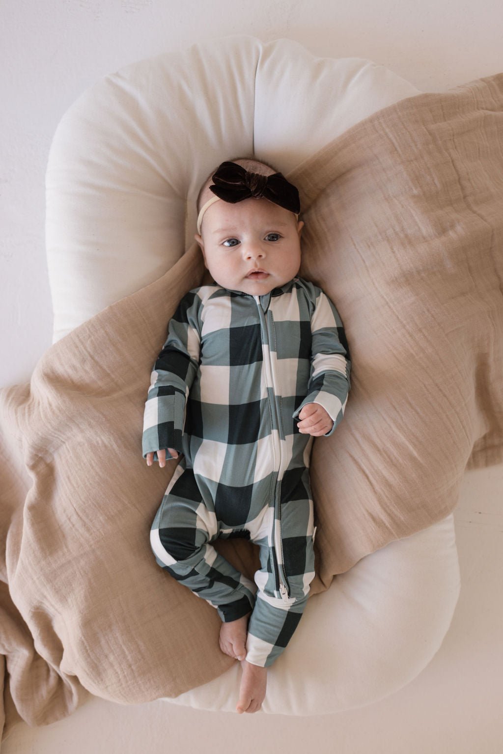 Bamboo Zip Pajamas | Evergreen Gingham - Tenth &amp; Pine - Pajamas - Newborn