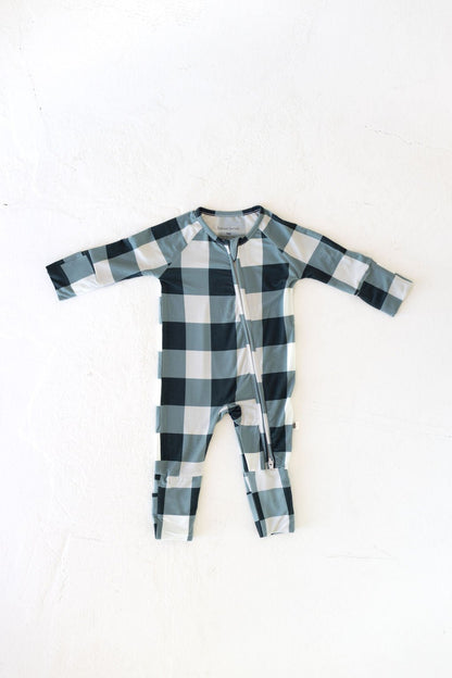 Bamboo Zip Pajamas | Evergreen Gingham - Tenth & Pine - Pajamas - Newborn